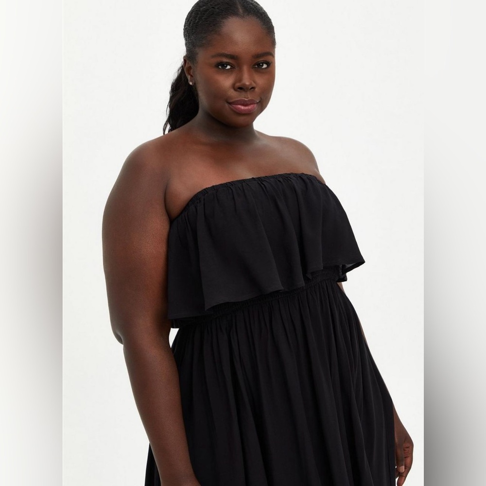 TORRID Maxi Challis Strapless Dress - Black - Size 2 - NWT